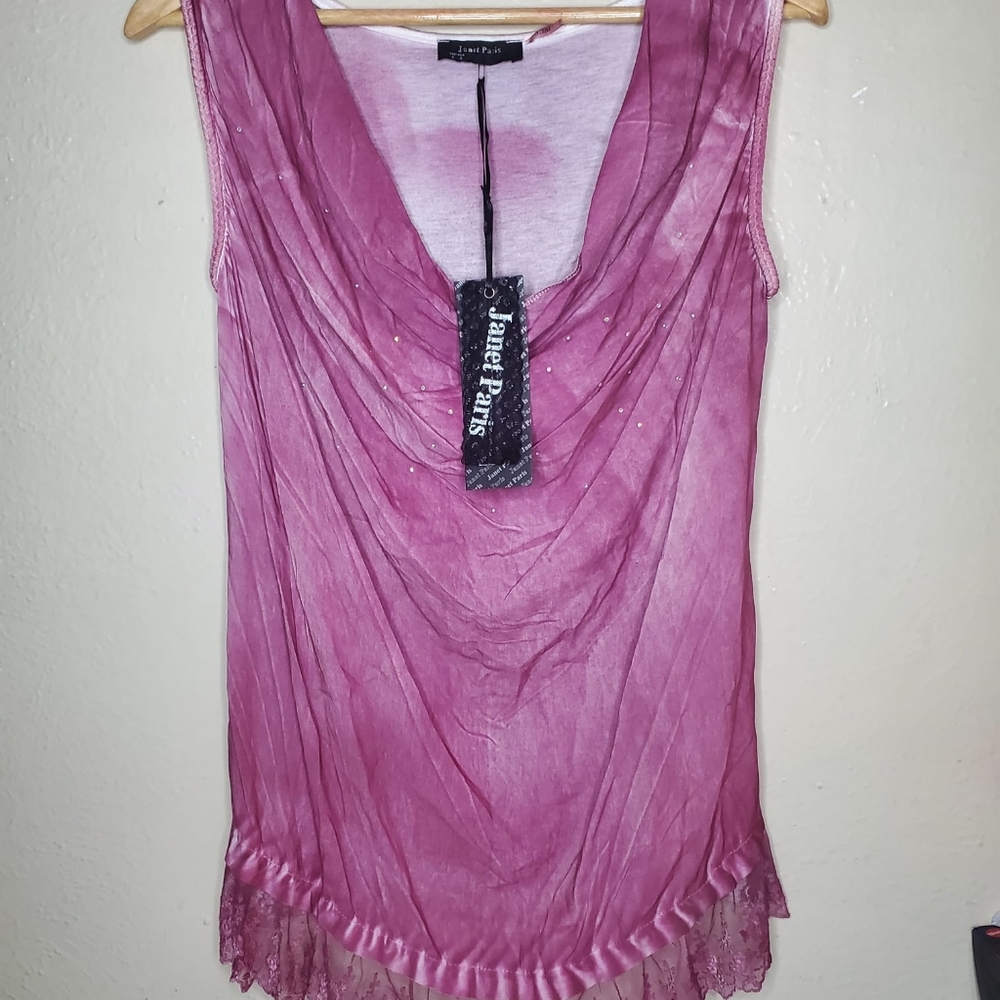 Janet Paris Top Blouse Purple
